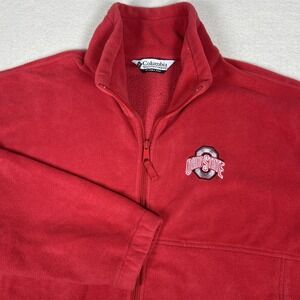 Columbia Ohio State Buckeyes Fleece Jacket Mens XL Red Full Zip NCAA Logo